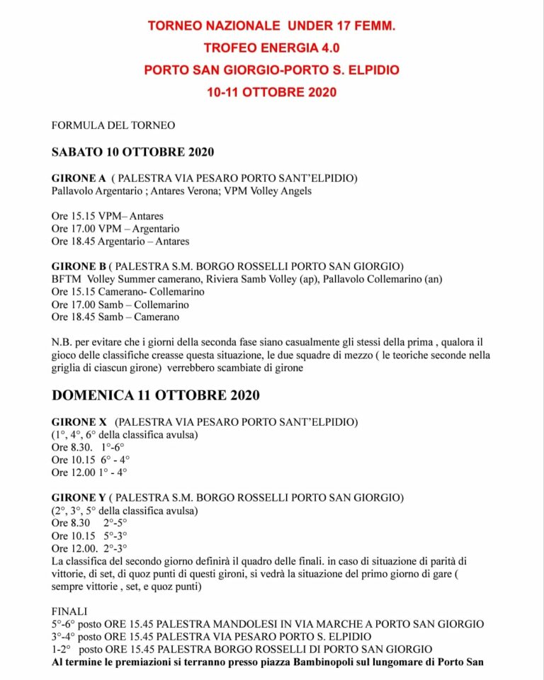 U17 AL TORNEO DI PORTO SAN GIORGIO (FERMO)